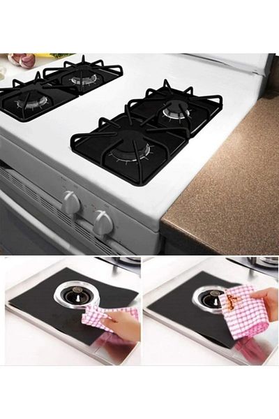 safestore Stove Protector Washable Foil Fireproof Non-Stick 4-Piece Black Set