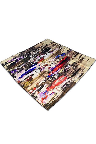 Aker Kahverengi Karma Desen Tivil İpek Eşarp 8830713-911