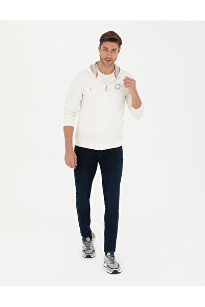 Pierre Cardin Ekru Regular Fit Kapüşonlu Örme Hırka 50275989-VR019