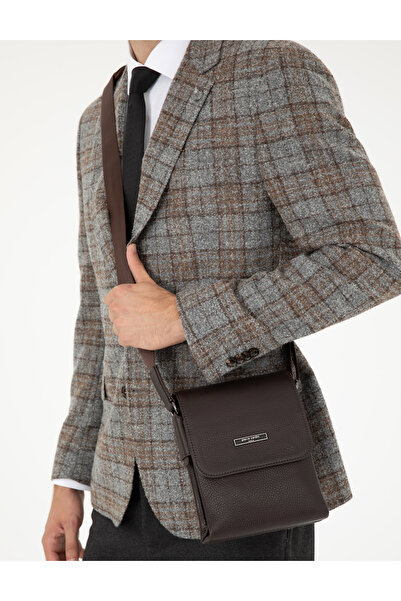 Pierre Cardin Men's Brown 100% Leather Shoulder Bag 50296095-Vr029