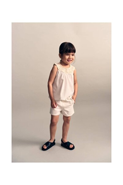 MANGO Baby Beli elastik kot şort