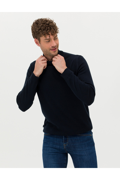 Pierre Cardin Navy Blue Slim Fit Half Turtleneck Basic Knitwear Sweater 50276...