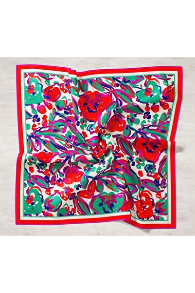Silk Home Purple-Anesthesia Green Patterned Tivil Silk Scarf 11405-04