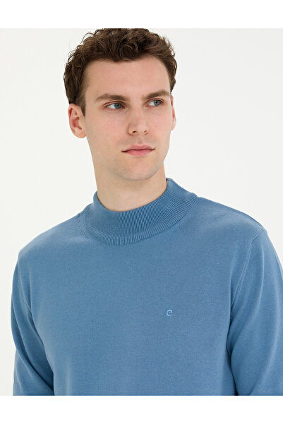 Pierre Cardin Koyu Mavi Slim Fit Yarım Balıkçı Yaka Basic Triko Kazak 50276161-VR032