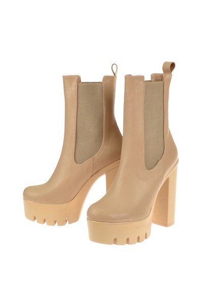 pullman Yanı Lastikli Platform Topuklu Kadın Bot İZ-106 NUT