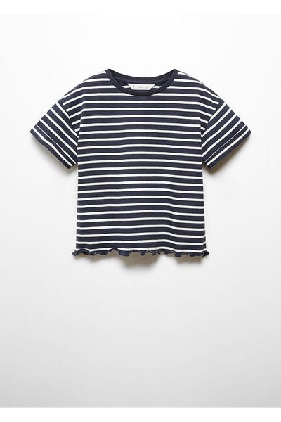 MANGO Kids Βαμβακερό ριγέ μπλουζάκι