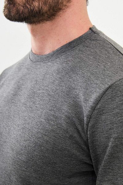 Mcr Plain Slim Fit Crew Neck Long Sleeve Men's T-Shirt Anthracite - 36839.24K