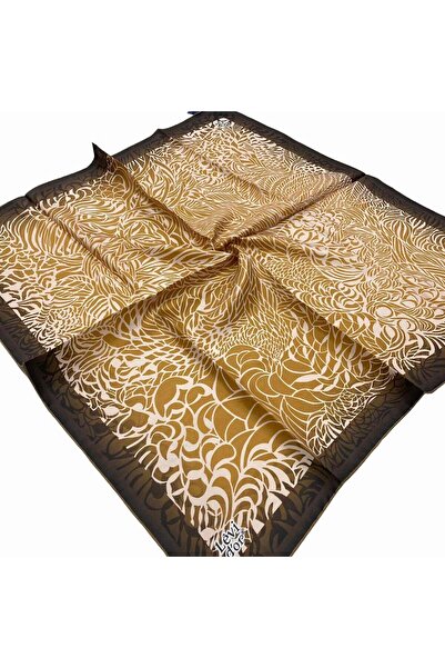 Levidor Mustard Patterned Tivil Silk Scarf 21115