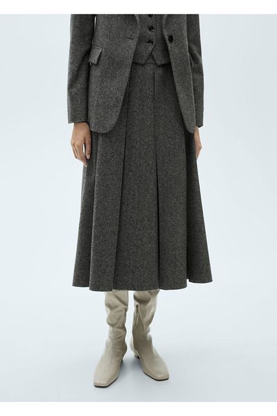 MANGO Woman Frayed Wool Skirt