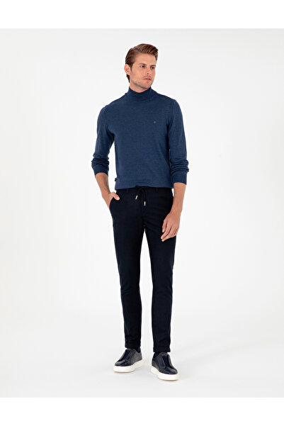 Pierre Cardin Lacivert Slim Fit Bağcıklı Kanvas Pantolon 50296178-VR033