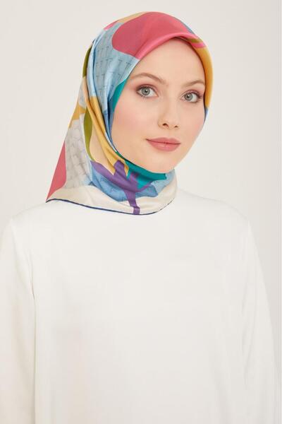 Armine وشاح حريري بنمط التوليب باللون الأخضر الزمردي والذهبي 9119-04