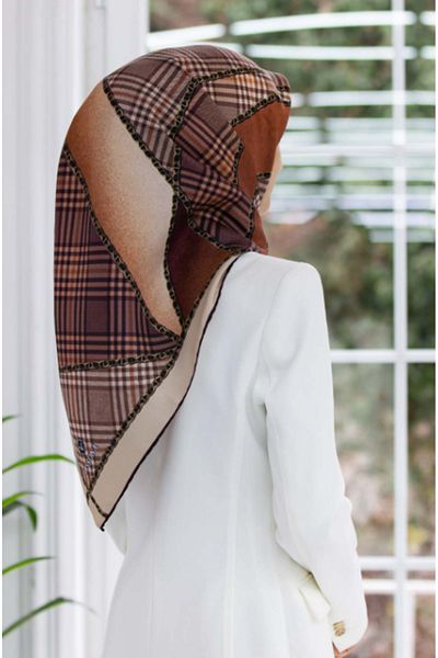 Vissona Γυναικείο Twill Silk Φουλάρι Milk Coffee - Χάλκινο
