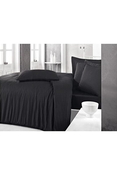 MarDyHome Striped Single Satin Duvet Cover Set Black