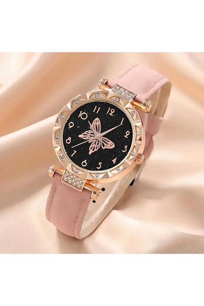 Beyna Gold Plated Butterfly Necklace Earrings Bracelet Ring Watch Gift Set Gift for Lover Gift for Mother