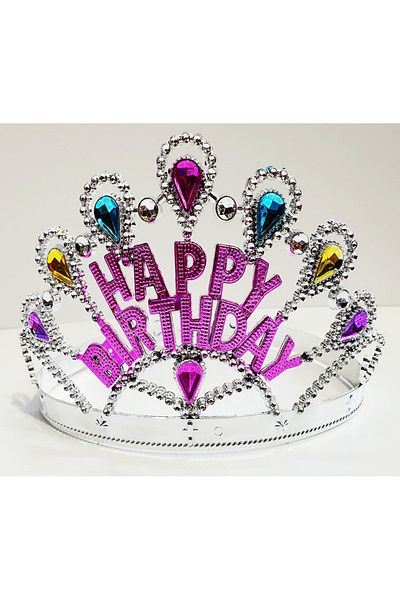 nuit dose Silver Color Happy Birthday Written Birthday Crown 60 cm