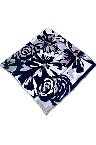 Armine Eșarfă din mătase Tivil cu model mixt gri negru 9170 - 53