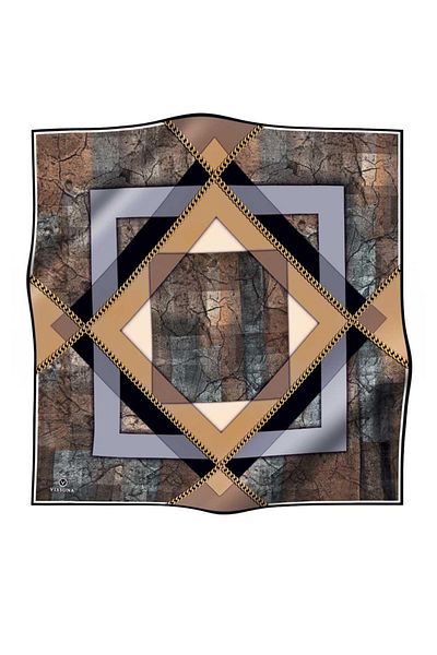 Vissona Γυναικείο μεταξωτό κασκόλ Twill Γκρι Μαύρο