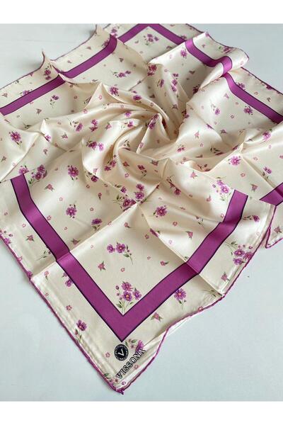 Vissona Eșarfă de mătase Tivil 60332 - 0026 Roz cu model mixt