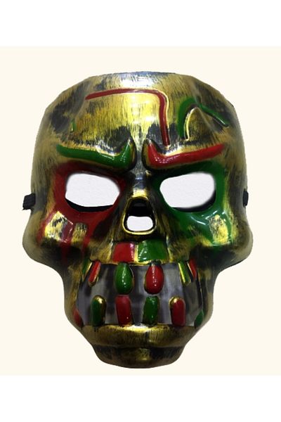 nuit dose Red Bloody Gear Dracula Skull Mask Gold Color