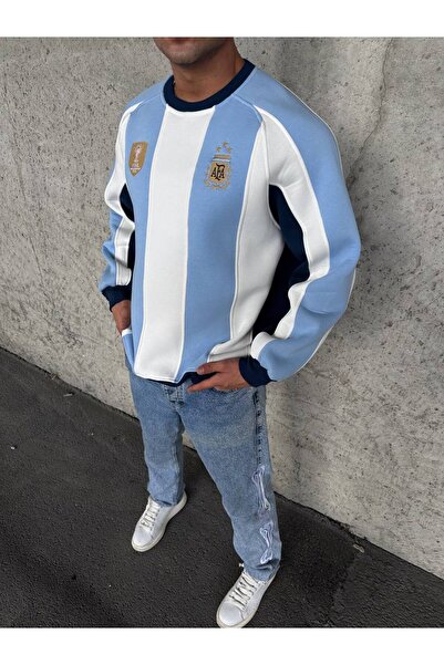 İLKCET MODA Argentina Çizgili Unisex Oversize Sweatshirt