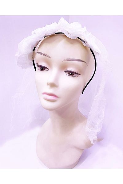CEKAVE White Floral Party Crown with Long Veil