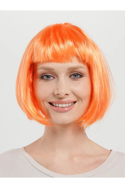colezium Orange Color Blunt Party Wig Short False Hair
