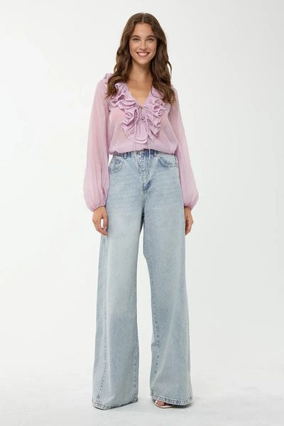 Hiccup Pantaloni din denim cu talie super înaltă