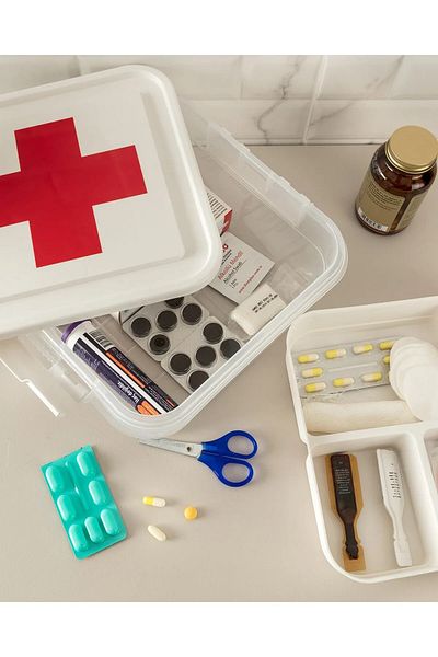RUBY BOUTİQUE First Aid Storage Box - Medicine Box (Red Cross)