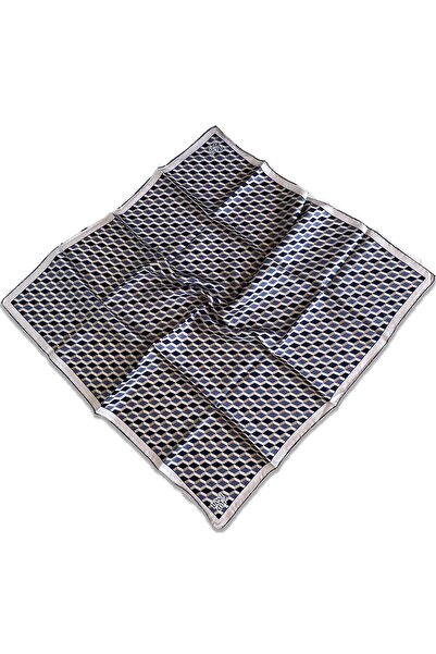 Levidor Tivil копринен шал 35107 тъмносин и кремав с комбиниран десен