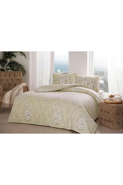 CEKAVE Double Ranforce Duvet Cover Set Lily Beige