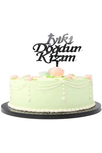 CEKAVE Happy Birthday Daughter Written Birthday Party Plexi Cake Decoration Silver Color