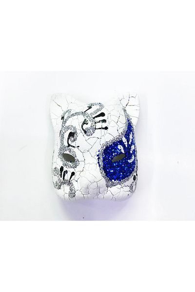 nuit dose Venetian Cat Model Magnet Made of Blue Color Embroidered Ceramic Material