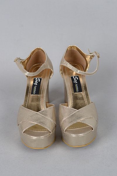 SEÇ KUNDURA Seç 473 - Pantofi de rochie de seară cu platformă pentru femei aurii (8,5 cm)