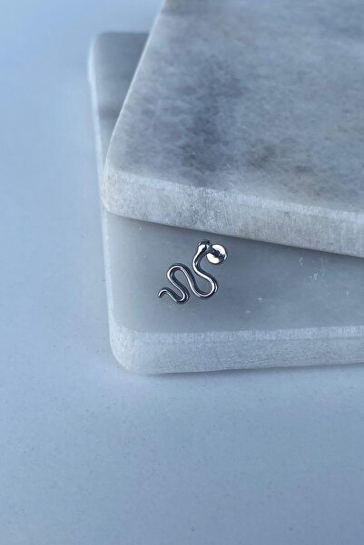 Jaida Moda Unisex Gümüş Yılan Figürlü Kıkırdak Helix Kulak Piercing