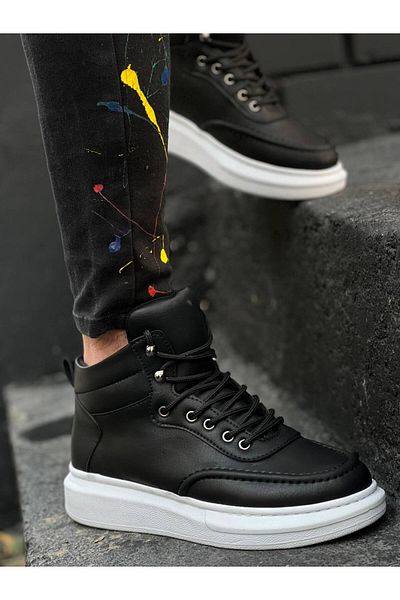 BOA Ανδρικά μποτάκια με ψηλή σόλα Kb 0994 Black Skin
