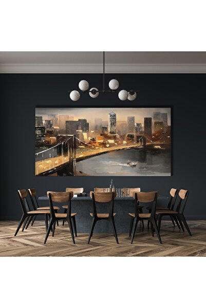 bestablo YAĞLI BOYA GÖRÜNÜMLÜ ŞEHİR MANZARASI KANVAS TABLO