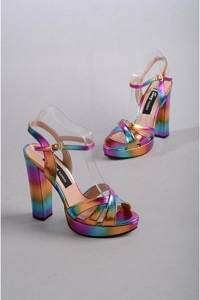 SEÇ KUNDURA SEÇ 8276 - Rochie de seara colorata Pantofi cu toc (Toc: 12,5 cm Platforma: 2 cm)