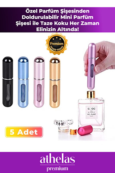 Premium Tasarım Seyehat Yolculuk Tipi Cep Çanta İçi Mini Doldurabilir Yedek Parfüm Şişesi 5 li Paket