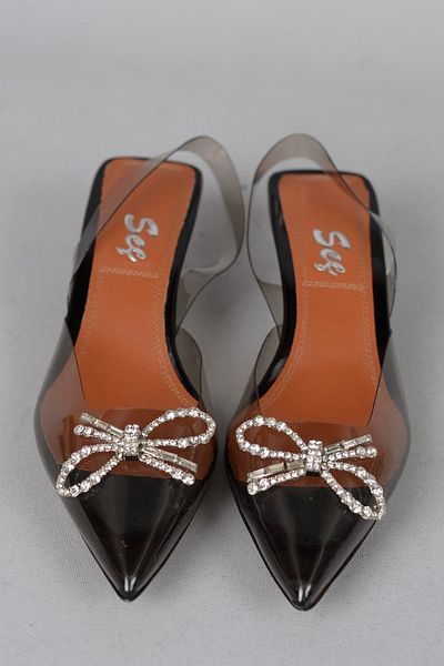 SEÇ KUNDURA Pantofi cu toc transparent Ella Black - 4 Cm