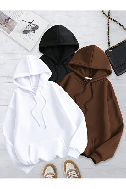 Fun Fashion Χοντρό Βασικό Unisex Σετ Φούτερ με Κουκούλα 3 τεμαχίων σε μεγάλο ...