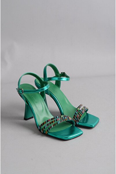 SEÇ KUNDURA SELECT 1299 STONE-EMBELLISHED HEEL SHOES (11 CM) GREEN