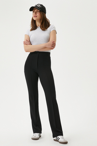 Ritnice Kadın Straight Likralı Siyah Pantolon