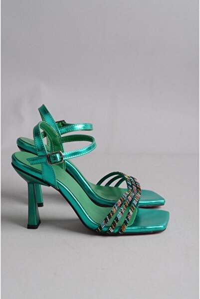 SEÇ KUNDURA SELECT 1299 STONE-EMBELLISHED HEEL SHOES (11 CM) GREEN