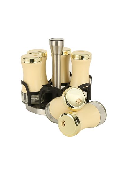 Vitale 6-Piece Mustard Colored Chrome Spice Rack Set