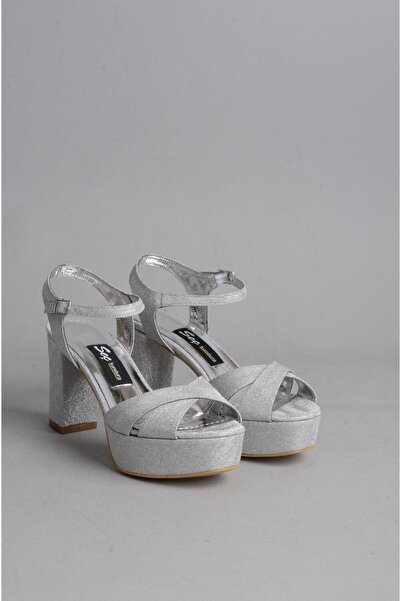 SEÇ KUNDURA SEÇ 1360 PLATFORM TOPUKLU KADIN AYAKKABI (10cm) GÜMÜŞ SİMLİ