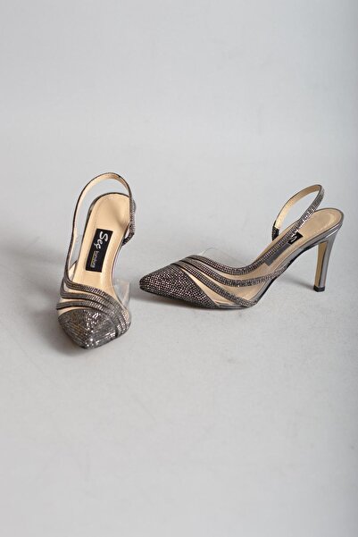 SEÇ KUNDURA SEÇ 597 PANTOF DE SEARĂ CU TACĂ DE PIATĂ (10cm) PLATINĂ