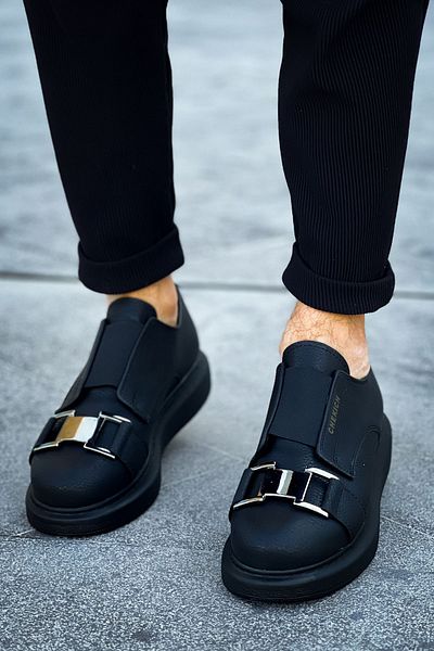Paolo Zaccardi P297 Pantofi pentru bărbați cu talpă ortopedică - piele casual, pantofi sport negri CST