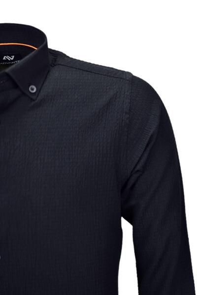 ADVANTE Men's Silim Fit Sports Seersucker Long Sleeve Shirt Bgl-St03898