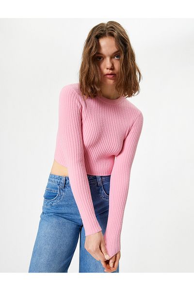 Koton Crew Neck Crop Knitwear Sweater Slim Fit