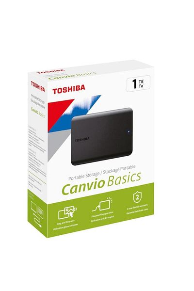 Toshiba 1Tb Canvio Basic 2.5" Gen1 USB 3.2 Portable External Harddisk Hdtb510Ek3Aa